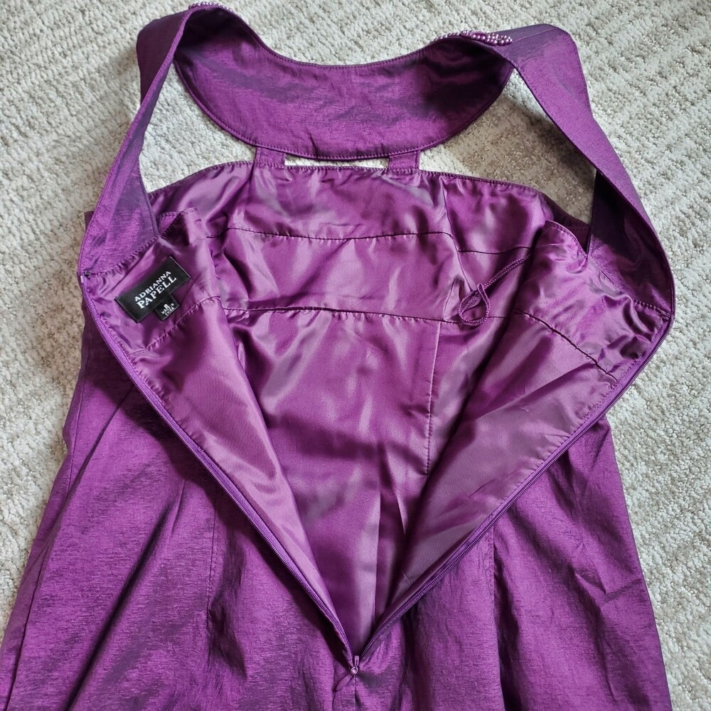 Adrianna Papell purple jeweled beaded neck special occasion dress size 8 women - Picture 9 of 11